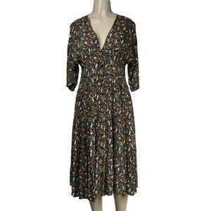 ZARA Button Front XS Paisley Floral Gypsy Boho Whimsigoth Witchy Midi Dress